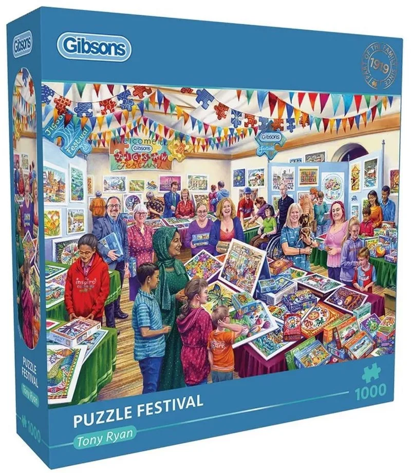 Puzzle Festival (door Tony Ryan) - 1000 stukjes 68×49cm (b×h) - Legpuzzel voor volwassenen from Gibsons, Multicolour edition – box