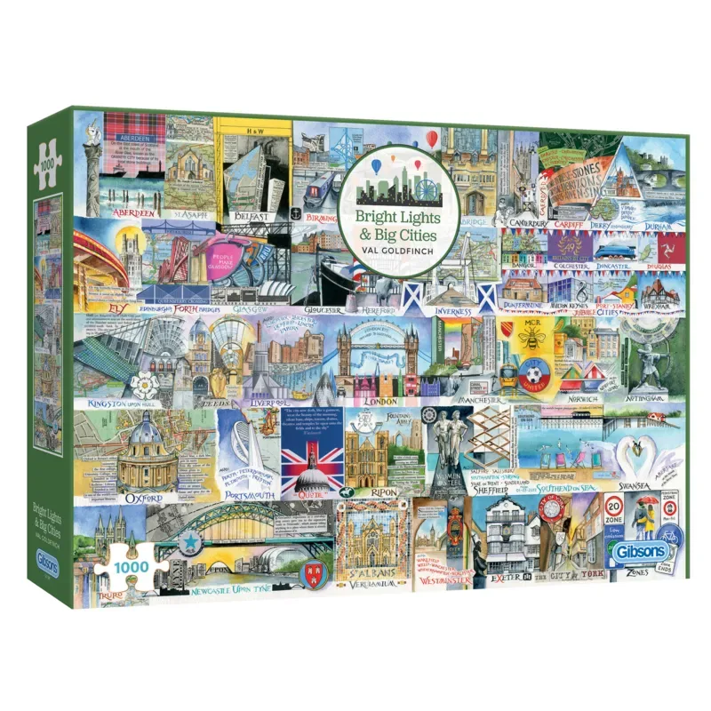 Puzzle Lumières Vives et Grandes Villes - 1000 pièces fra Gibsons – æske 2 af 2