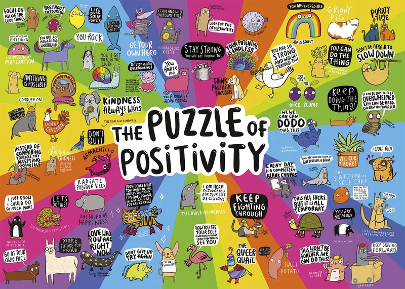 Puzzle of Positivity (door Katie Abey) - 1000 stukjes 49×68cm (b×h) - Legpuzzel voor volwassenen from Gibsons, Multicolour edition – box