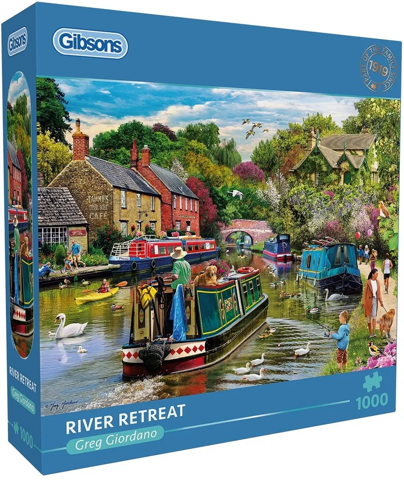 River Retreat (door Greg Giordano) - 1000 stukjes 68×49cm (b×h) - Legpuzzel voor volwassenen from Gibsons, Multicolour edition – box