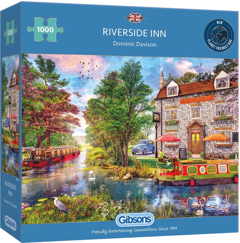Riverside Inn (door Dominic Davison) - 1000 stukjes 68×49cm (b×h) - Legpuzzel voor volwassenen from Gibsons, Multicolour edition – box