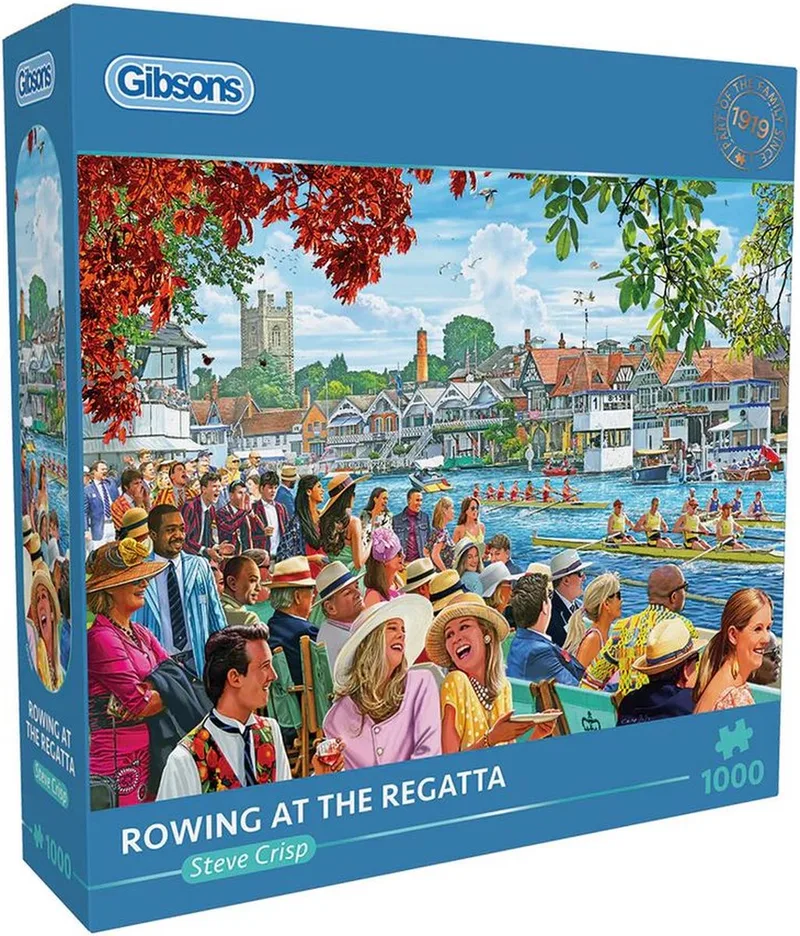 Rowing at the Regatta (door Steve Crisp) - 1000 stukjes 68×49cm (b×h) - Legpuzzel voor volwassenen from Gibsons, Multicolour edition – box