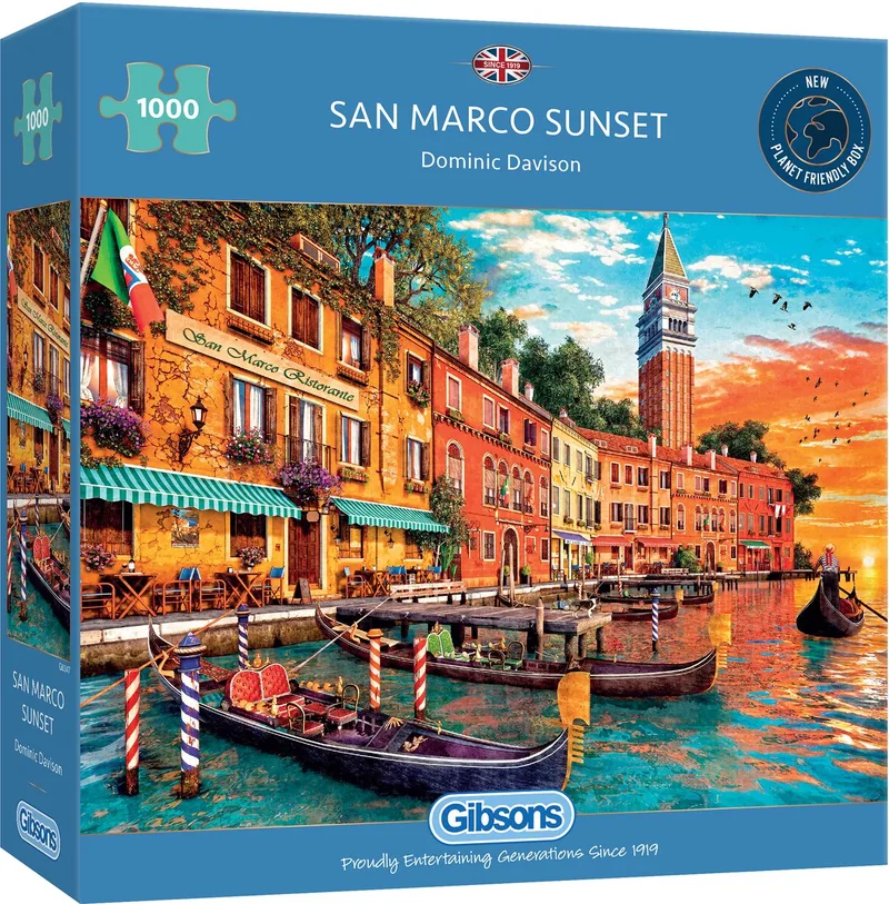 San Marco Sunset (door Dominic Davison) - 1000 stukjes 68×49cm (b×h) - Legpuzzel voor volwassenen from Gibsons, Multicolour edition – box