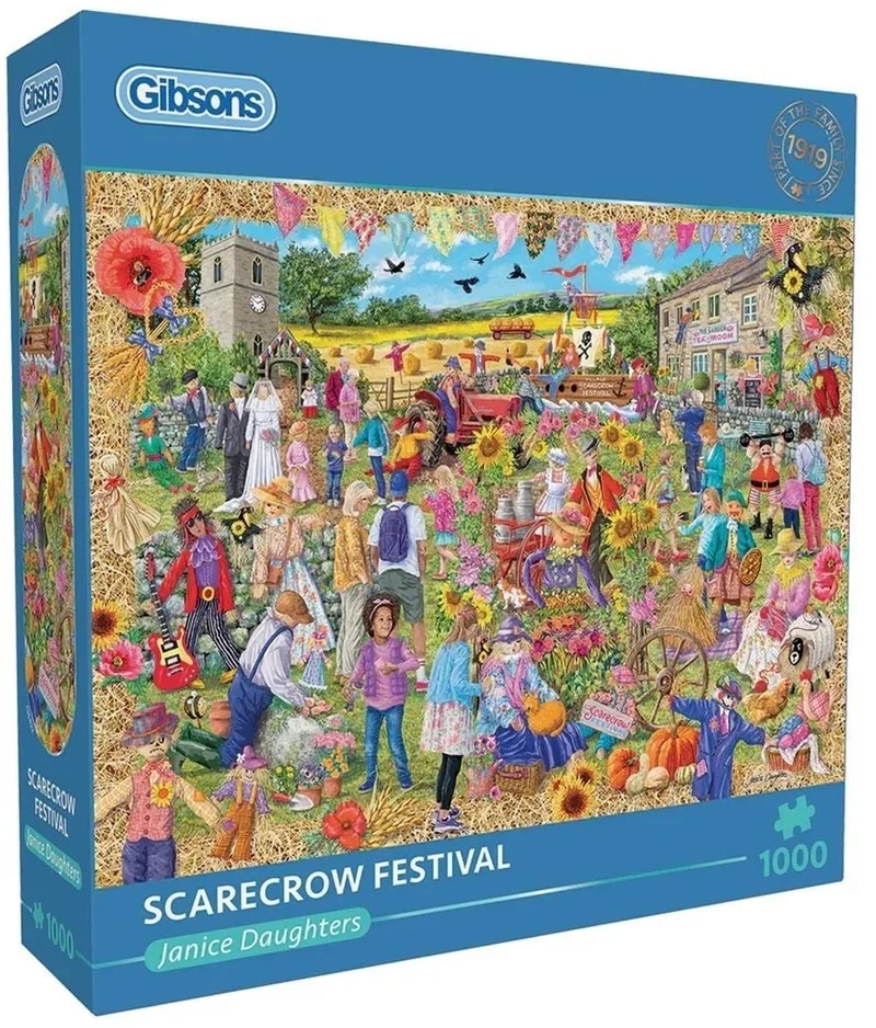 Scarecrow Festival (door Janice Daughters) - 1000 stukjes 68×49cm (b×h) - Legpuzzel voor volwassenen van Gibsons, editie Meerkleurig – doos