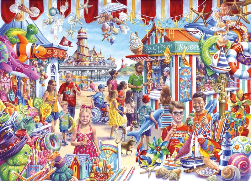 Seaside Souvenirs (door Tony Ryan) - 1000 stukjes 68×49cm (b×h) - Legpuzzel voor volwassenen de Gibsons, édition Multicolore – boîte