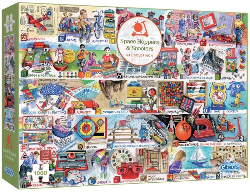 Space Hoppers & Scooters (door Val Goldfinch) - 1000 stukjes 68×49cm (b×h) - Legpuzzels voor volwassenen de Gibsons, édition Multicolore – boîte