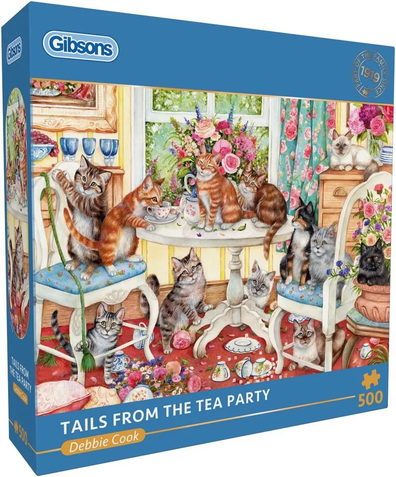 Staarten van de Tea Party ("Tails from the Tea Party") - Debbie Cook - 500 stukjes - 48×34cm - Legpuzzel voor Volwassenen von Gibsons, Ausgabe Mehrfarbig – Schachtel
