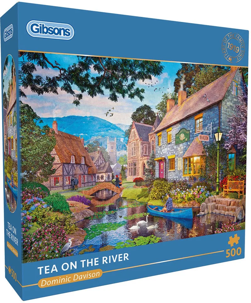 Tea on the River (door Dominic Davison) - 500 stukjes 48×34cm (b×h) - Legpuzzel voor volwassenen von Gibsons, Ausgabe Mehrfarbig – Schachtel