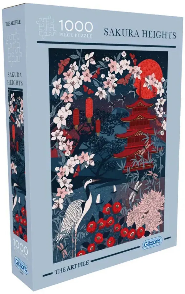 The Art File: Sakura Heights Puzzel 1000 Stukjes fra Gibsons, Blå-udgave – æske