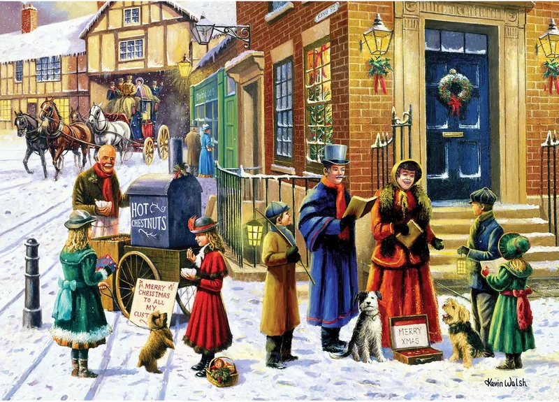The Carol Singers (door Kevin Walsh) - 500 stukjes 48×34cm (b×h) - Legpuzzel voor volwassenen from Gibsons, Multicolour edition – box