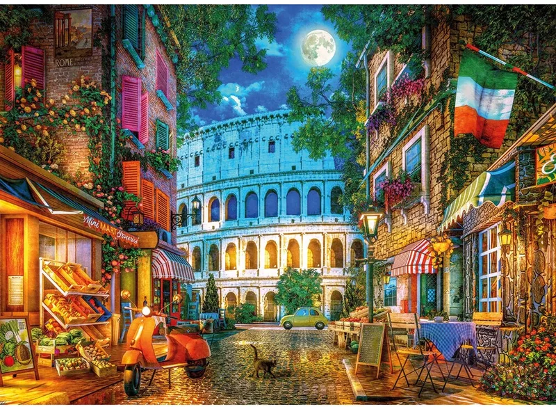 The Colosseum by Moonlight (door Dominic Davison) - 1000 stukjes 68×49cm (b×h) - Legpuzzel voor volwassenen van Gibsons, editie Meerkleurig – doos