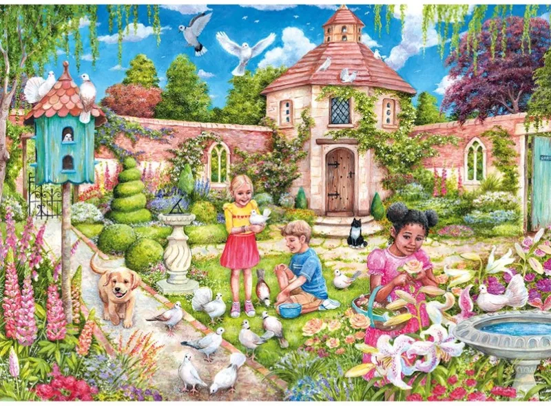 The Dovecote (door Debbie Cook) - 1000 stukjes 68×49cm (b×h) - Legpuzzel voor volwassenen fra Gibsons, Flerfarvet-udgave – æske