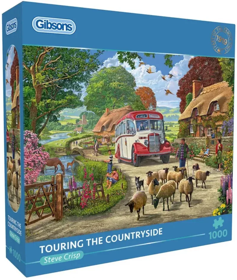 Touring the Countryside Puzzel 1000 Stukjes fra Gibsons, Blå-udgave – æske