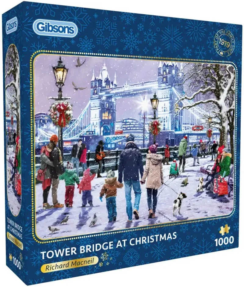 Tower Bridge at Christmas Puzzel 1000 Stukjes fra Gibsons, Sort-udgave – æske