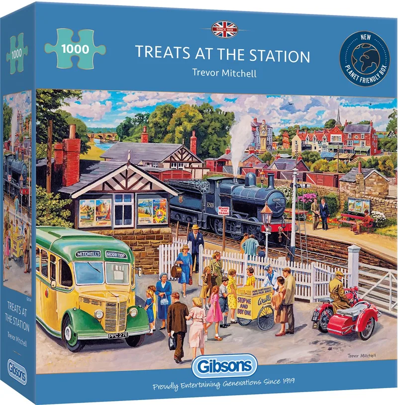Treats at the Station (door Trevor Mitchell) - 1000 stukjes 68×49cm (b×h) - Legpuzzel voor volwassenen from Gibsons, Multicolour edition – box