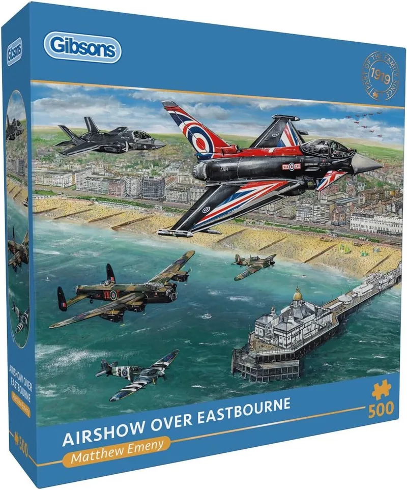 Vliegshow boven Eastbourne ("Airshow Over Eastbourne") - Matthew Emeny - 500 stukjes - 48×34cm - Legpuzzel voor Volwassenen von Gibsons, Ausgabe Mehrfarbig – Schachtel