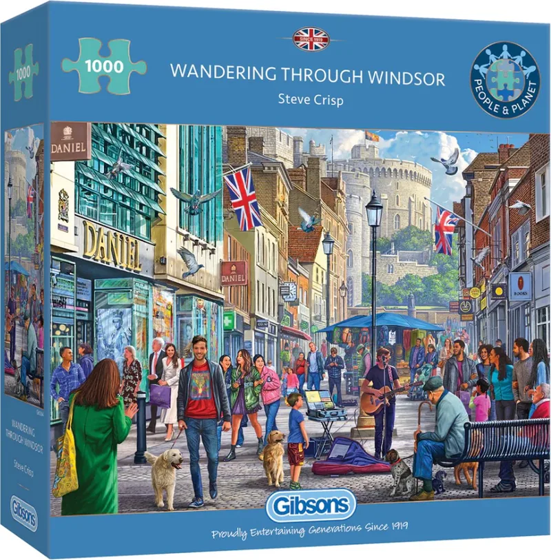 Wandering Through Windsor (door Steve Crisp) - 1000 stukjes 68×49cm (b×h) - Legpuzzel voor volwassenen fra Gibsons, Flerfarvet-udgave – æske
