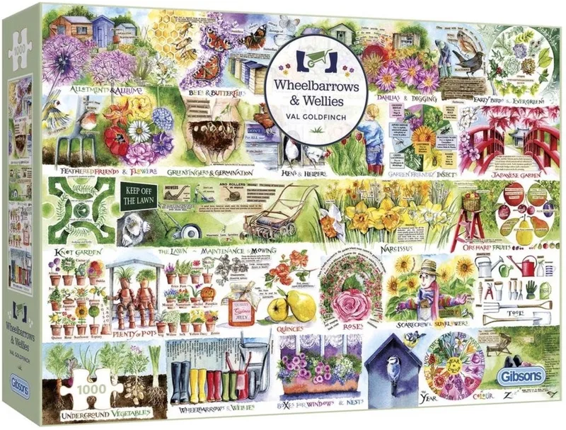 Wheelbarrows & Wellies Puzzel (1000 stukjes) from Gibsons, Multicolour edition – box