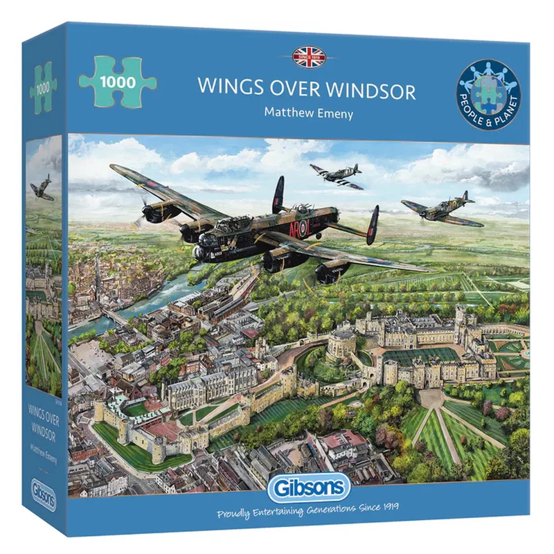 Wings over Windsor (door Matthew Emeny) - 1000 stukjes 68×49cm (b×h) - Legpuzzel voor volwassenen fra Gibsons, Flerfarvet-udgave – æske