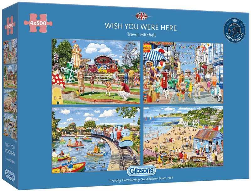 Wish You Were Here (door Trevor Mitchell) - 4×500 stukjes 48×34cm (b×h) - Legpuzzel voor volwassenen fra Gibsons, Flerfarvet-udgave – æske
