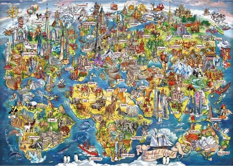 Wonderful World (door Maria Rabinky) - 1000 stukjes 68×49cm (b×h) - Legpuzzel voor volwassenen from Gibsons, Multicolour edition – box
