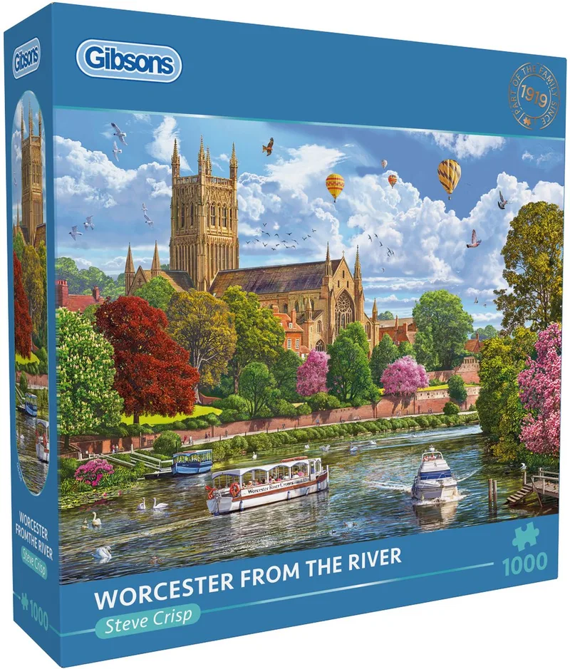 Worcester vanaf de Rivier ("Worcester from the River") - Steve Crisp - 1000 stukjes - 68×49cm - Legpuzzel voor Volwassenen från Gibsons, utgåva Flerfärgad – kartong