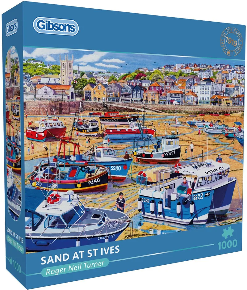 Zand bij St Ives ("Sand at St Ives") - Roger Neil Turner - 1000 stukjes - 68×49cm - Legpuzzel voor Volwassenen fra Gibsons, Flerfarvet-udgave – æske