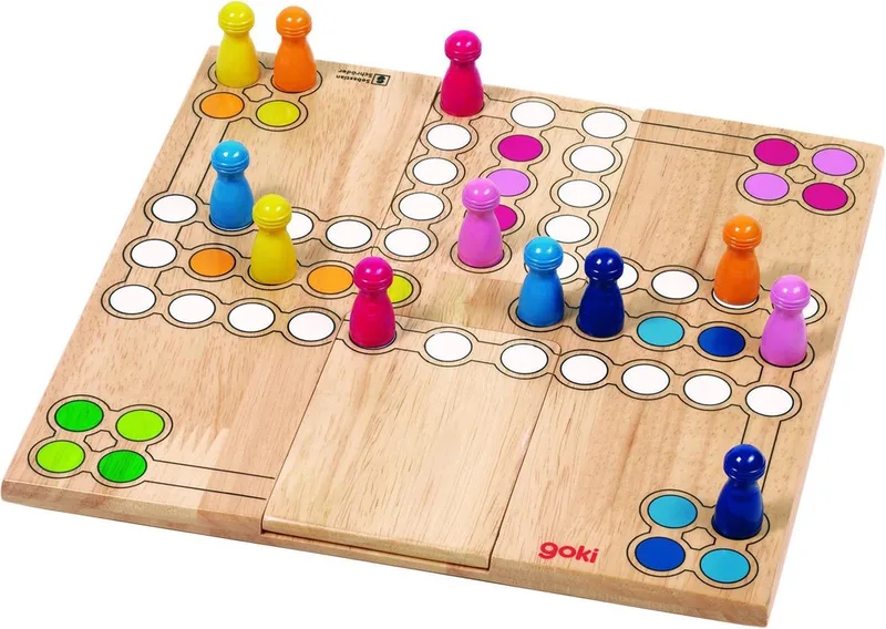 Bordspel: Ludo 24x24cm, speelveld kan aangepast worden aan von Goki – Schachtel