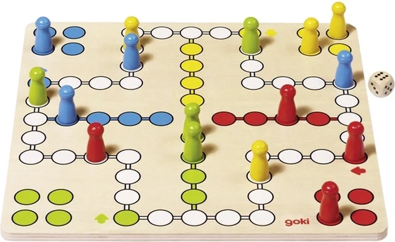 Bordspel: Ludo 28x28cm, hout, 4+ van Goki – doos