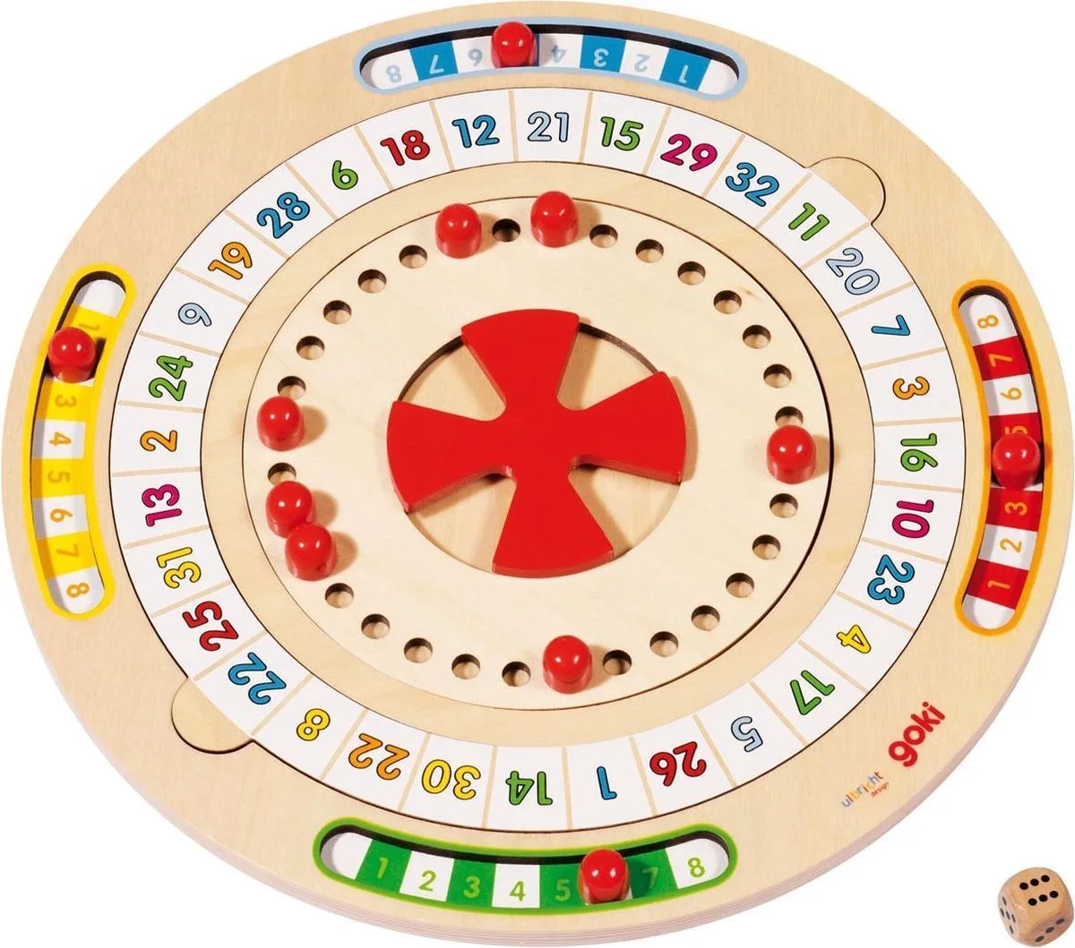 Bordspel: WOORDMOLEN diam.26,5cm, op de rugzijde een rekenma fra Goki – æske