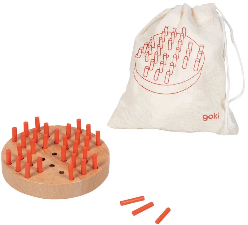 houten spel Solitaire in katoenen zakje voor kinderen. from Goki, Meerkleurig edition – box