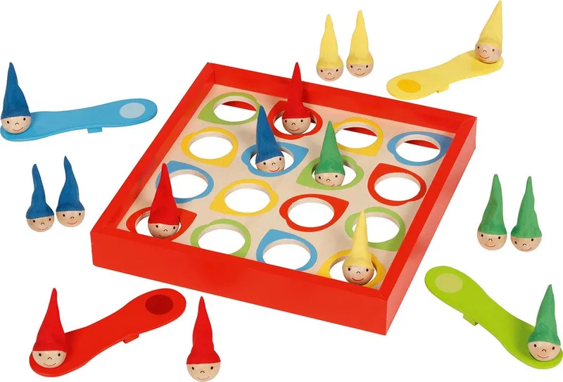 Spel - Springende Dwergen - 16 Elfjes En 4 Katapulten - Hout - 4 Jaar från Goki – kartong