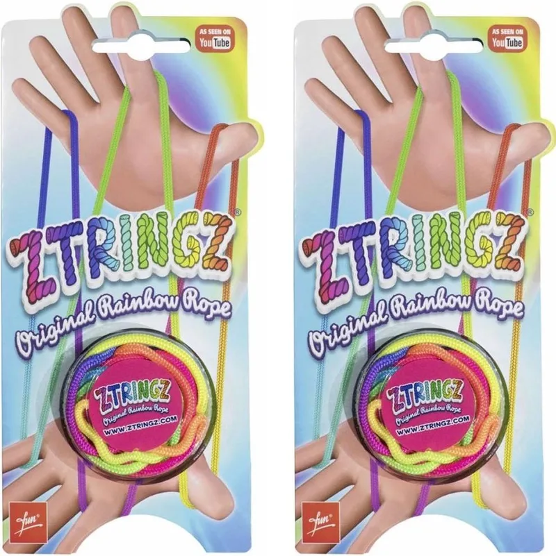Fun ZTRINGZ Touw - Vingertouw voor de mooiste figuren - 2 pakjes van Goliath, editie Regenboog – doos
