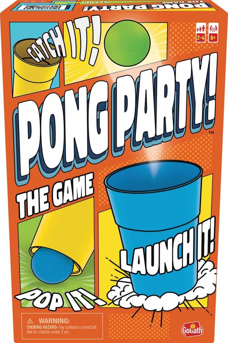Pong Party - Actiespel - Partyspel - Schiet de ballen weg met de unieke Pong Cup Technologie - Voltooi 50 opdrachten en win! van Goliath – doos