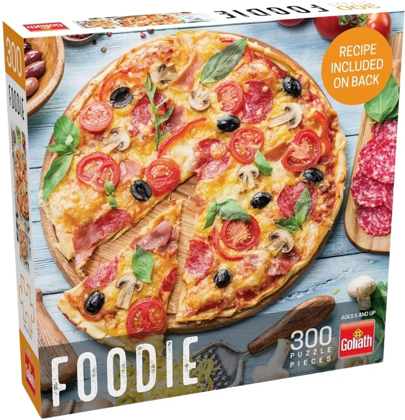 Puzzel Foodie 300 stukjes fra Goliath, Pizza-udgave – æske