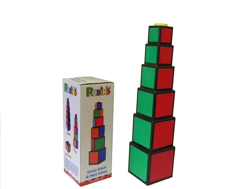 Rubik's Twisty stack & nest cubes - Stapelbare bouwblokken 6 delig van Goliath, editie Meerkleurig – doos
