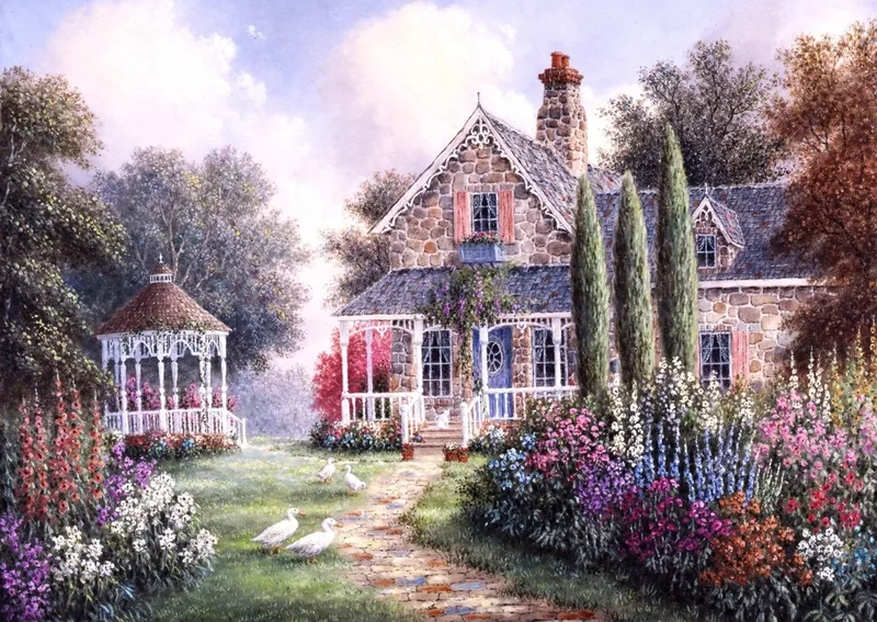 Legpuzzel - 1000 stukjes - Elmira's Cottage, D. Lewan fra Grafika, Flerfarvet-udgave – æske