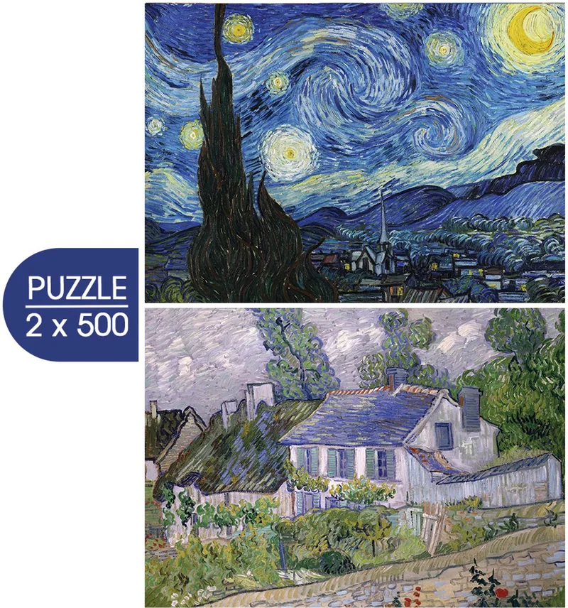 legpuzzel Van Gogh kunst 2-in-1 Sterrennacht Huizen Auvers 500 stukjes. from Grafika, Multicolour edition – box