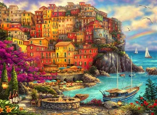 puzzel Chuck Pinson - legpuzzel Cinque Terre - 2000 stukjes. from Grafika, Multicolour edition – box 1 of 2