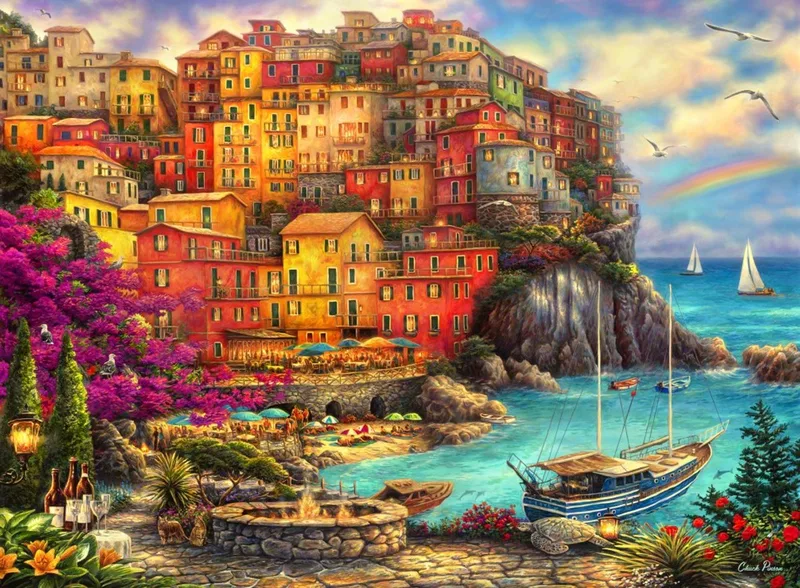 puzzel Chuck Pinson - legpuzzel Cinque Terre - 2000 stukjes. from Grafika, Multicolour edition – box