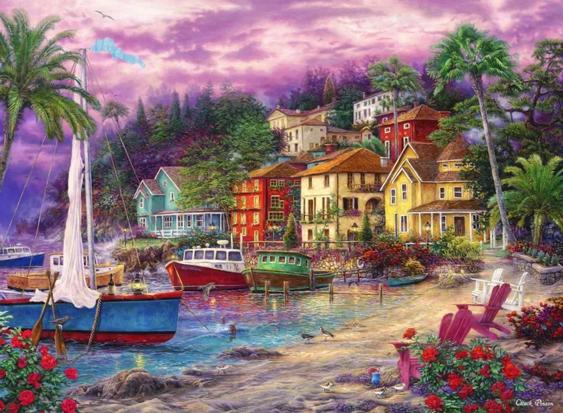 puzzel Chuck Pinson - legpuzzel On Golden Shores - 2000 stukjes. från Grafika, utgåva Flerfärgad – kartong