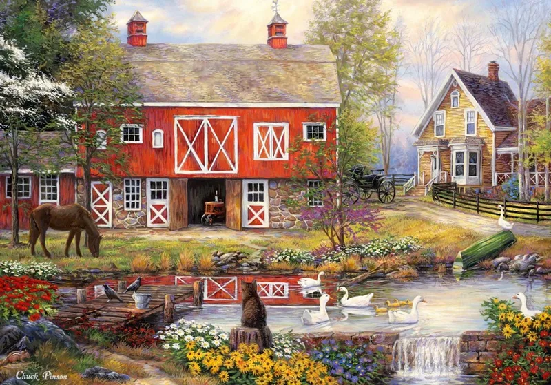 puzzel Chuck Pinson - legpuzzel Reflections On Country Living - 1000 stukjes. fra Grafika, Flerfarvet-udgave – æske
