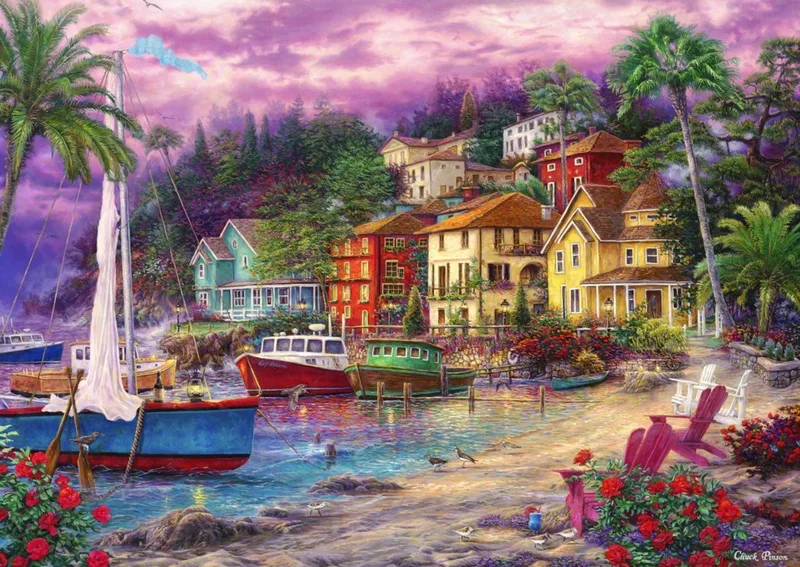 puzzel Chuck Pinson - On Golden Shores - 1000 stukjes legpuzzel. fra Grafika, Flerfarvet-udgave – æske