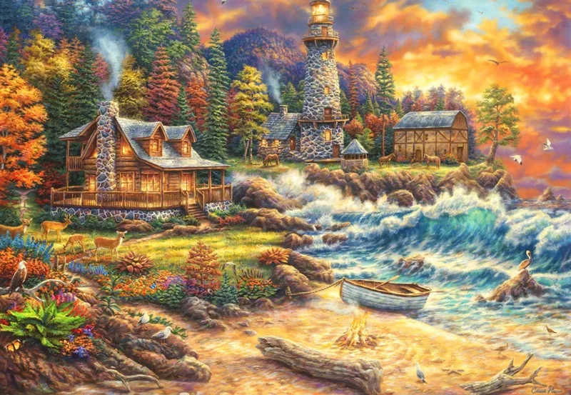 puzzel Chuck Pinson - Providence by the Sea - 1000 stukjes legpuzzel. fra Grafika, Flerfarvet-udgave – æske