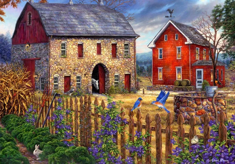 puzzel Chuck Pinson - The Bluebirds' Song - 1000 stukjes legpuzzel. van Grafika, editie Meerkleurig – doos