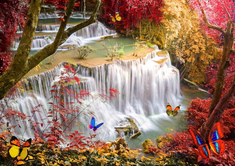 puzzel Deep Forest Waterfall - legpuzzel 2000 stukjes landschap. from Grafika, Multicolour edition – box