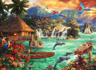 puzzel Island Life - 2000 stukjes - Chuck Pinson kunst puzzel. van Grafika, editie Meerkleurig – doos 1 van 2