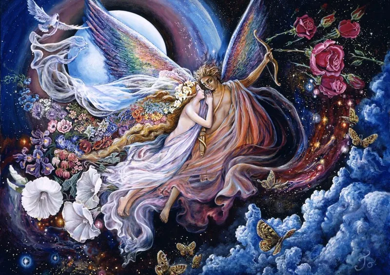 puzzel Josephine Wall - fantasie legpuzzel Eros and Psyche - 1500 stukjes. fra Grafika, Flerfarvet-udgave – æske 1 af 2