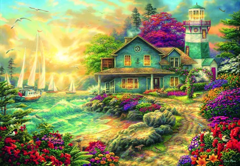 puzzel Sunrise by the Sea - 1000 stukjes legpuzzel. van Grafika, editie Meerkleurig – doos
