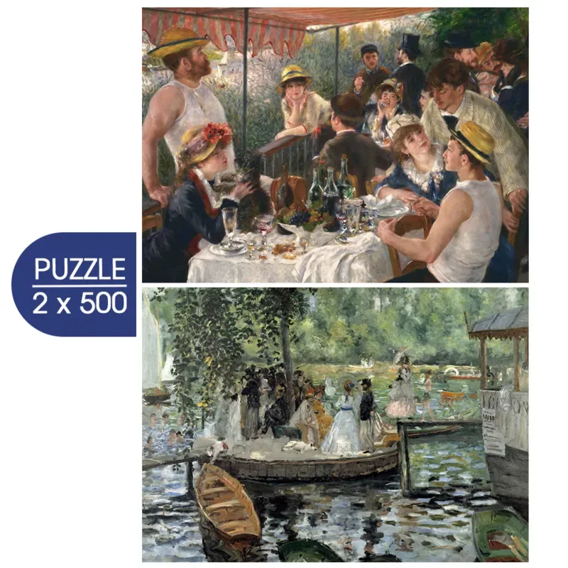Puzzle 2 Puzzles - L'Art d'Auguste Renoir : Le Déjeuner des Canotiers - La Grenouillère - 500 à 999 pièces de Grafika – boîte